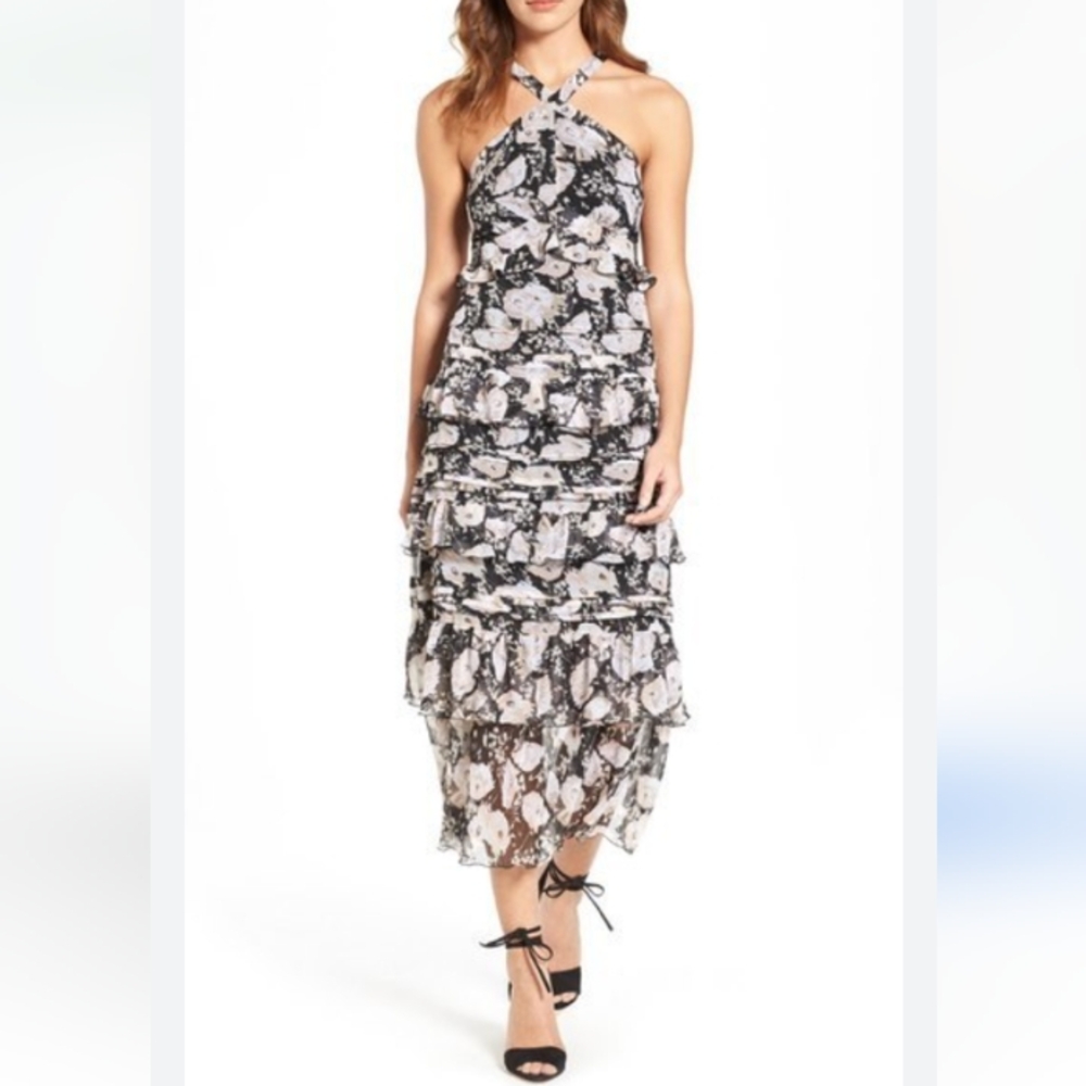 Chelsea28 Olivia Palermo Tiered Ruffle Floral Maxi Dress